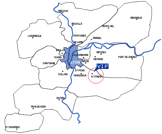 Carte de la région Lyonnaise